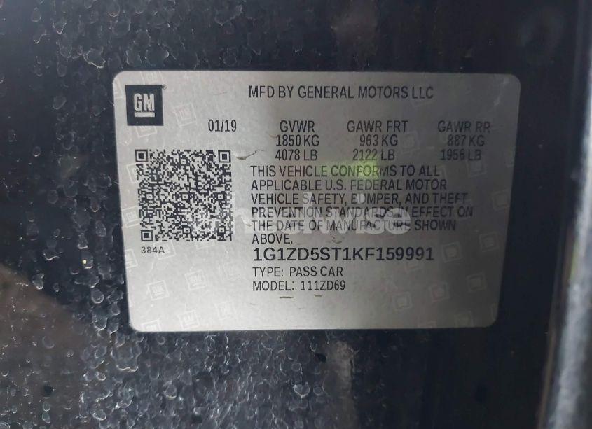 Photo 9 of 2019 Chevrolet Malibu LT (VIN 1G1ZD5ST1KF159991)