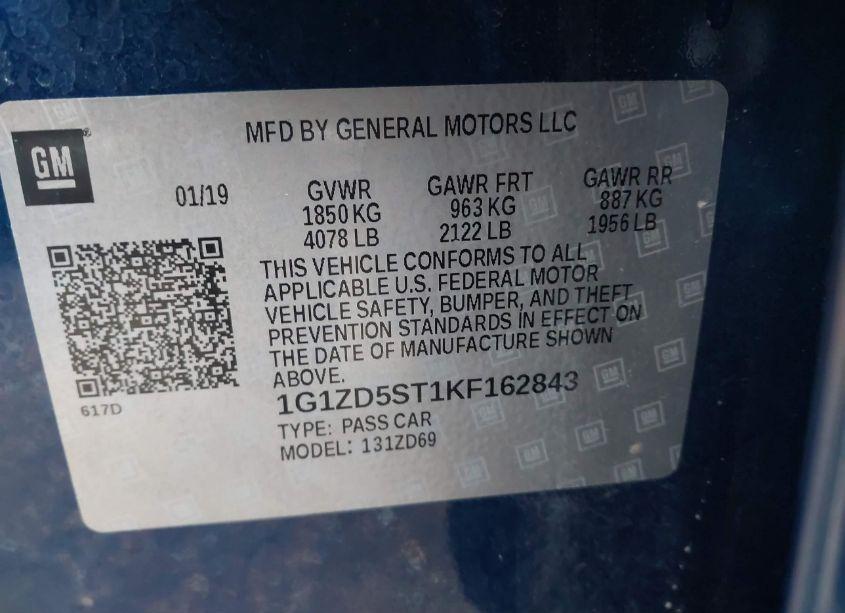 Photo 9 of 2019 Chevrolet Malibu LT (VIN 1G1ZD5ST1KF162843)