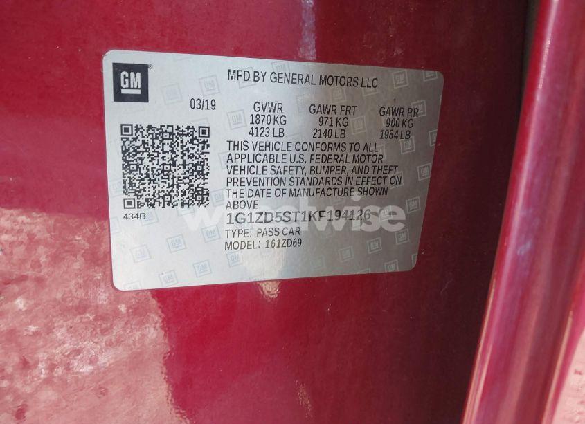 Photo 9 of 2019 Chevrolet Malibu LT (VIN 1G1ZD5ST1KF194126)