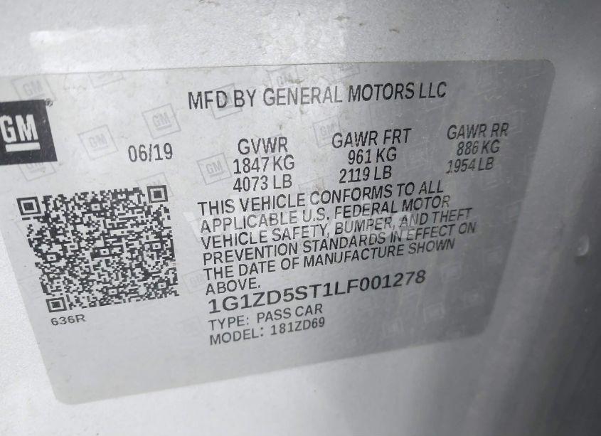 Photo 9 of 2020 Chevrolet Malibu FWD LT (VIN 1G1ZD5ST1LF001278)