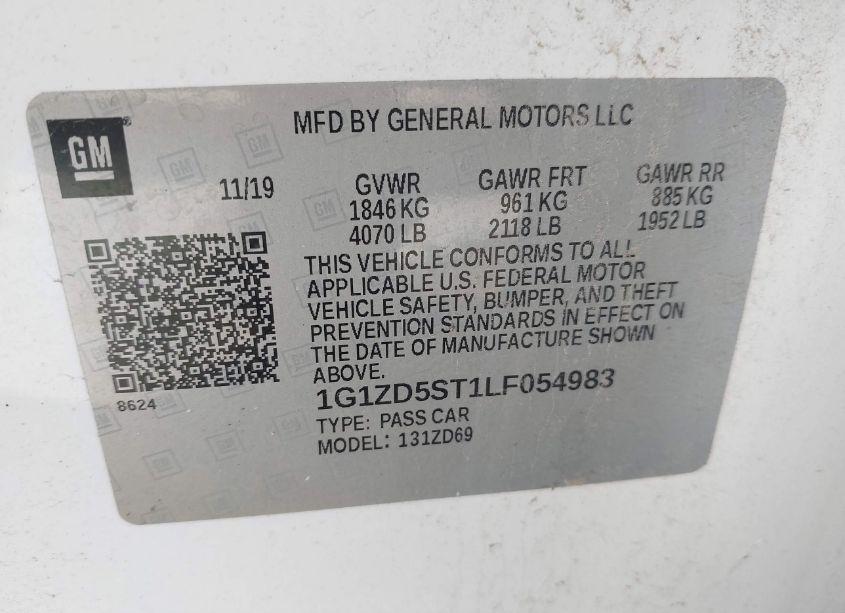 Photo 9 of 2020 Chevrolet Malibu FWD LT (VIN 1G1ZD5ST1LF054983)