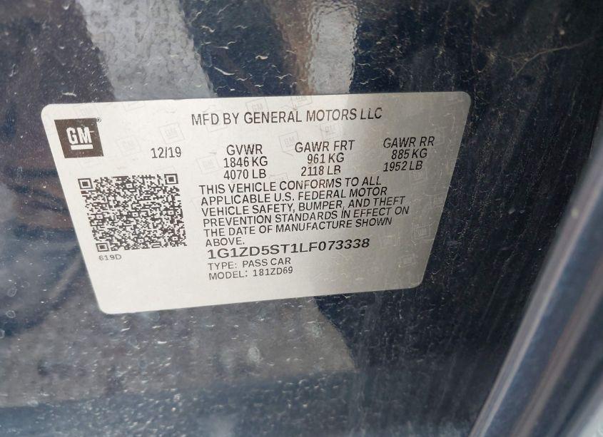 Photo 9 of 2020 Chevrolet Malibu FWD LT (VIN 1G1ZD5ST1LF073338)