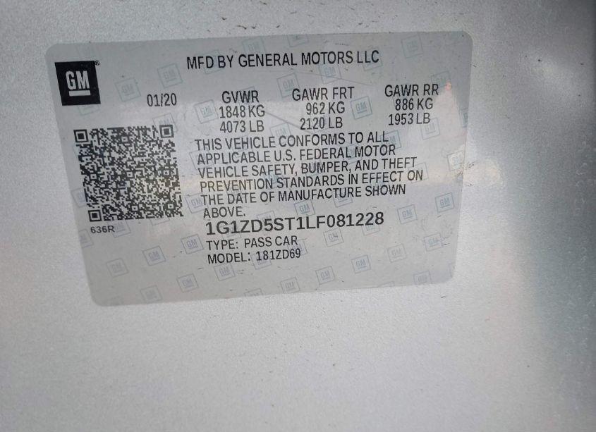 Photo 9 of 2020 Chevrolet Malibu FWD LT (VIN 1G1ZD5ST1LF081228)