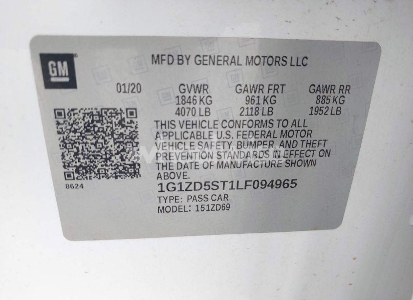 Photo 9 of 2020 Chevrolet Malibu FWD LT (VIN 1G1ZD5ST1LF094965)