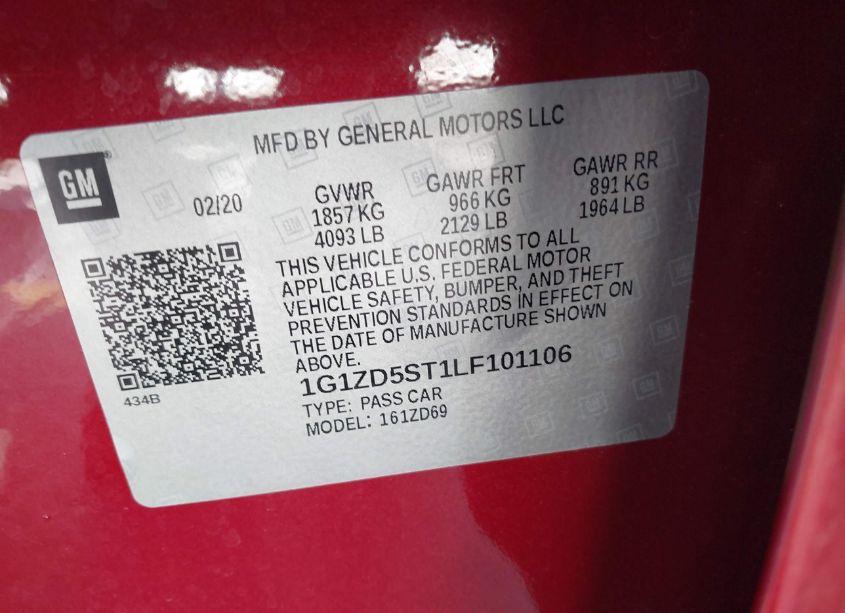 Photo 9 of 2020 Chevrolet Malibu FWD LT (VIN 1G1ZD5ST1LF101106)