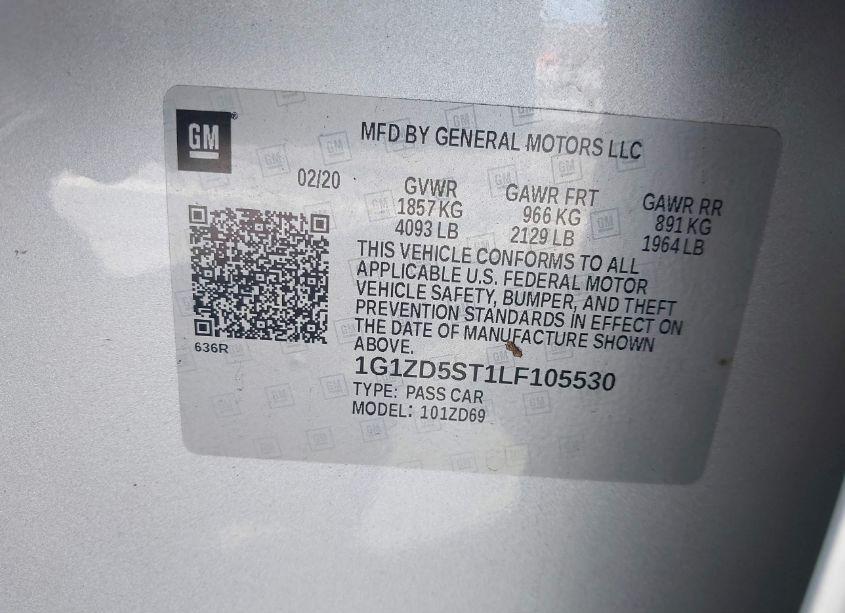 Photo 9 of 2020 Chevrolet Malibu FWD LT (VIN 1G1ZD5ST1LF105530)