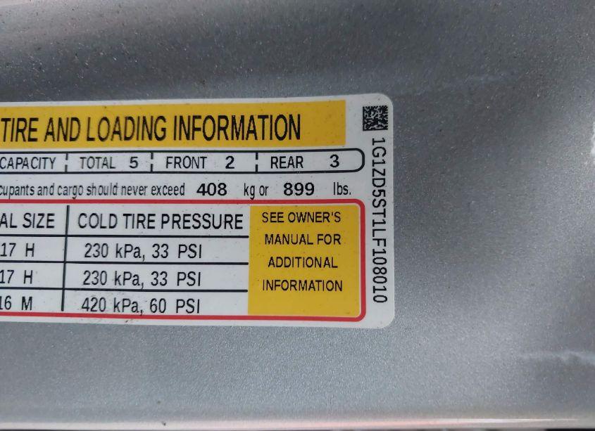 Photo 9 of 2020 Chevrolet Malibu FWD LT (VIN 1G1ZD5ST1LF108010)