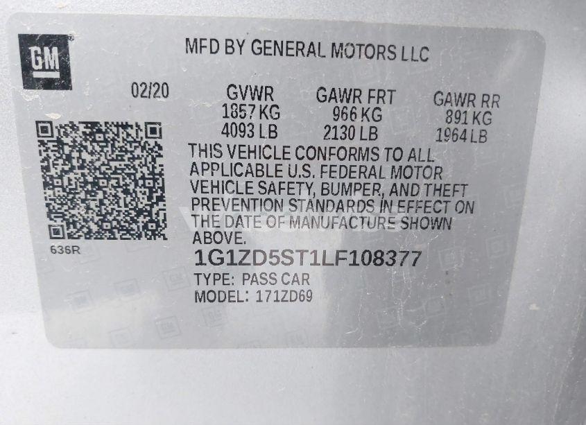 Photo 9 of 2020 Chevrolet Malibu FWD LT (VIN 1G1ZD5ST1LF108377)