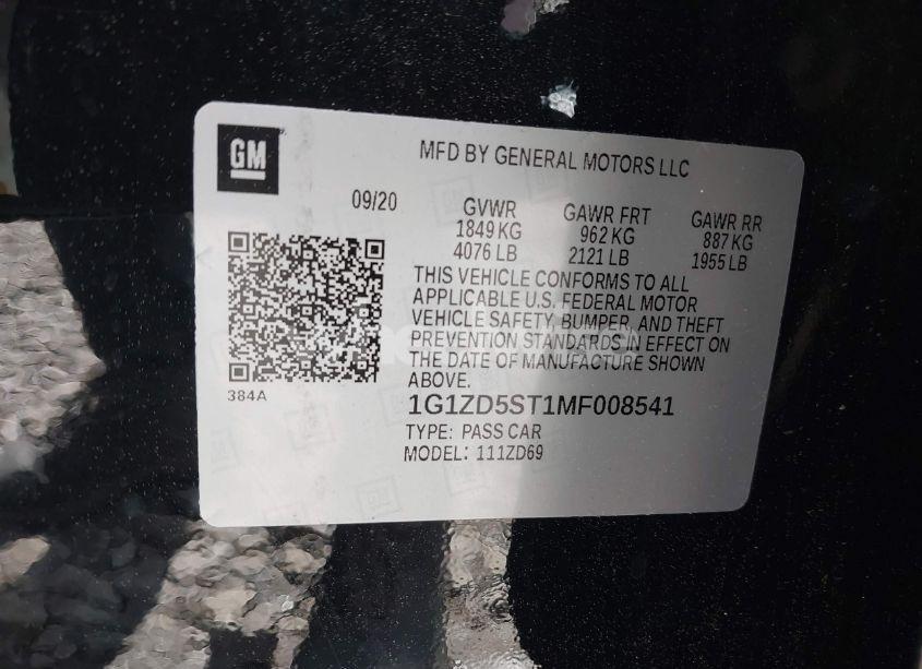 Photo 9 of 2021 Chevrolet Malibu FWD LT (VIN 1G1ZD5ST1MF008541)