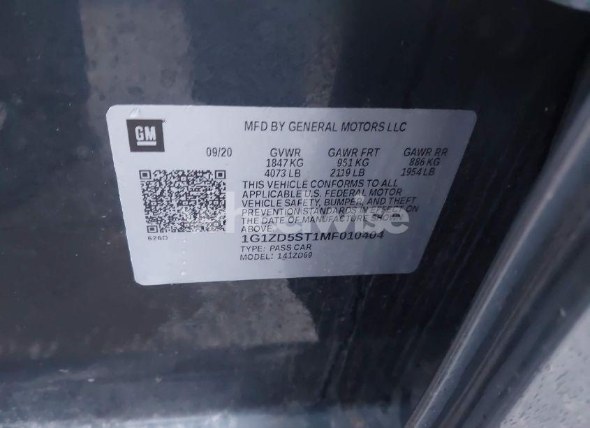 Photo 9 of 2021 Chevrolet Malibu FWD LT (VIN 1G1ZD5ST1MF010404)