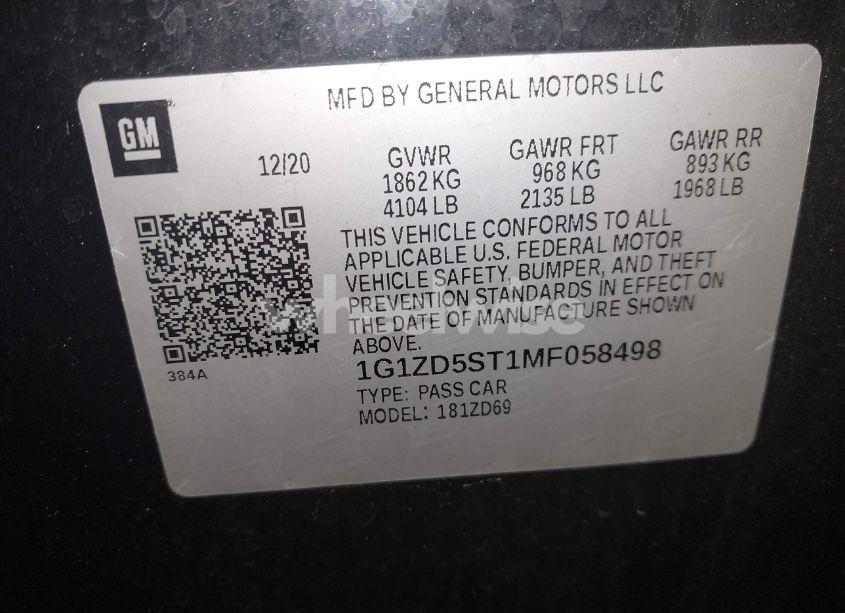 Photo 9 of 2021 Chevrolet Malibu FWD LT (VIN 1G1ZD5ST1MF058498)