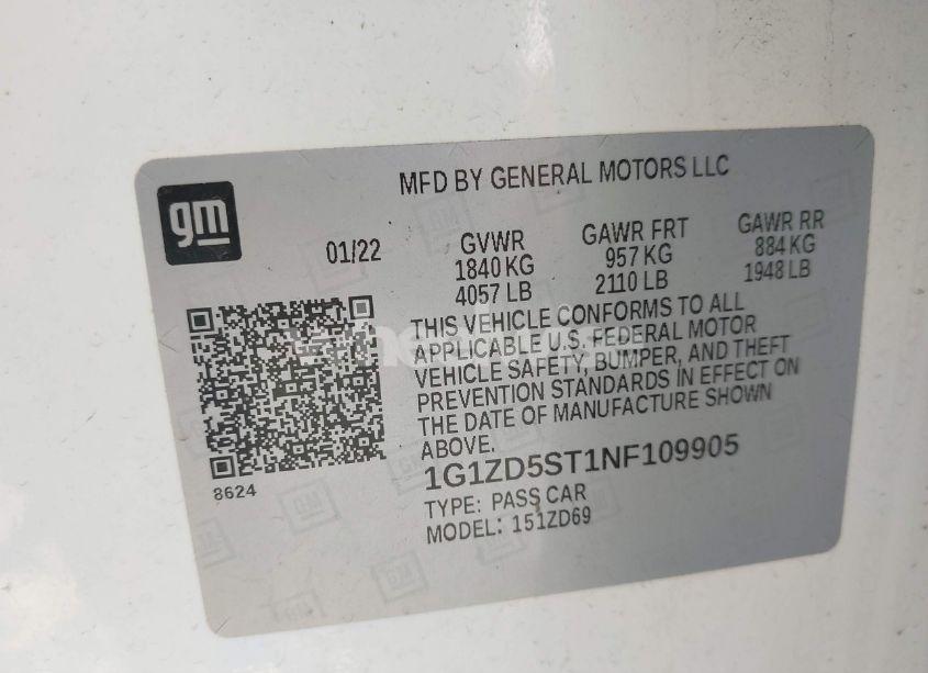 Photo 9 of 2022 Chevrolet Malibu FWD LT (VIN 1G1ZD5ST1NF109905)