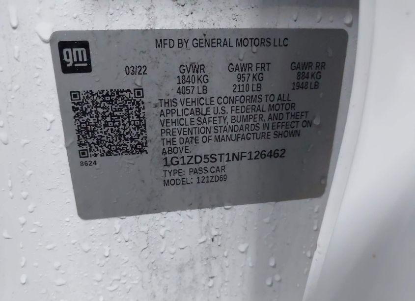 Photo 9 of 2022 Chevrolet Malibu FWD LT (VIN 1G1ZD5ST1NF126462)