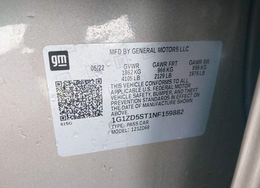 Photo 9 of 2022 Chevrolet Malibu FWD LT (VIN 1G1ZD5ST1NF159882)