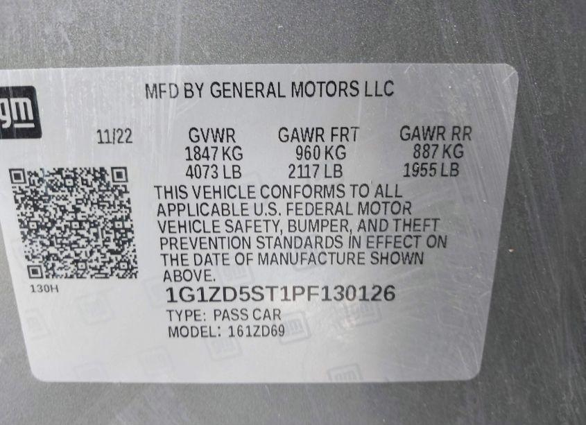 Photo 9 of 2023 Chevrolet Malibu FWD 1LT (VIN 1G1ZD5ST1PF130126)