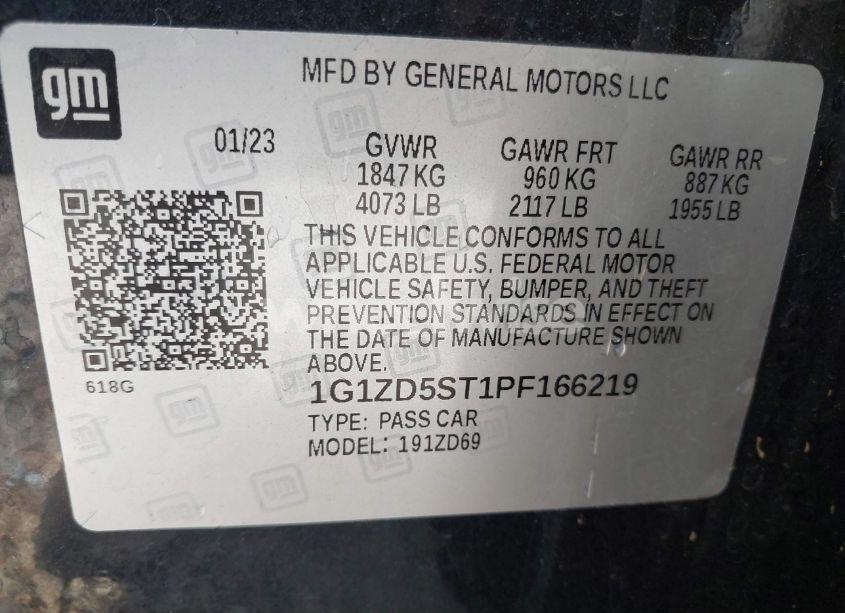 Photo 9 of 2023 Chevrolet Malibu FWD 1LT (VIN 1G1ZD5ST1PF166219)