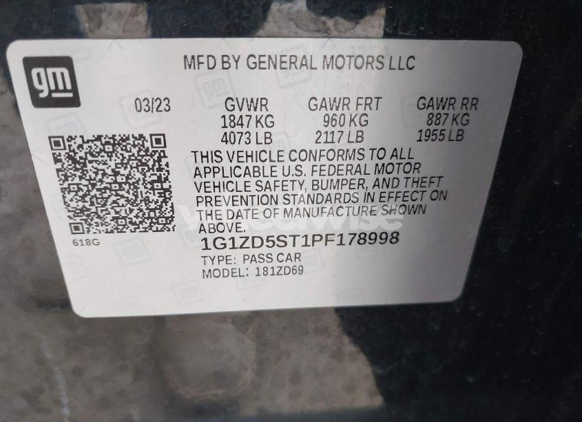 Photo 9 of 2023 Chevrolet Malibu FWD 1LT (VIN 1G1ZD5ST1PF178998)