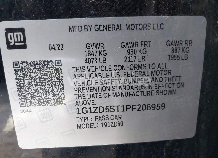 Photo 9 of 2023 Chevrolet Malibu FWD 1LT (VIN 1G1ZD5ST1PF206959)