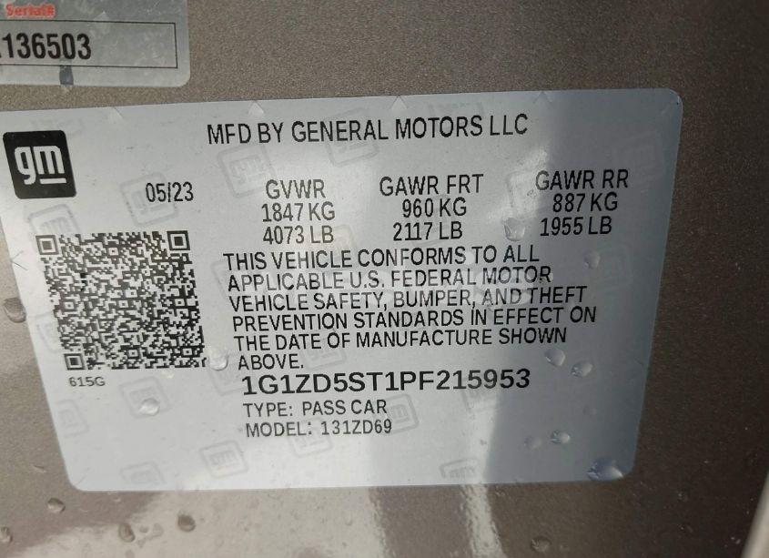 Photo 9 of 2023 Chevrolet Malibu FWD 1LT (VIN 1G1ZD5ST1PF215953)