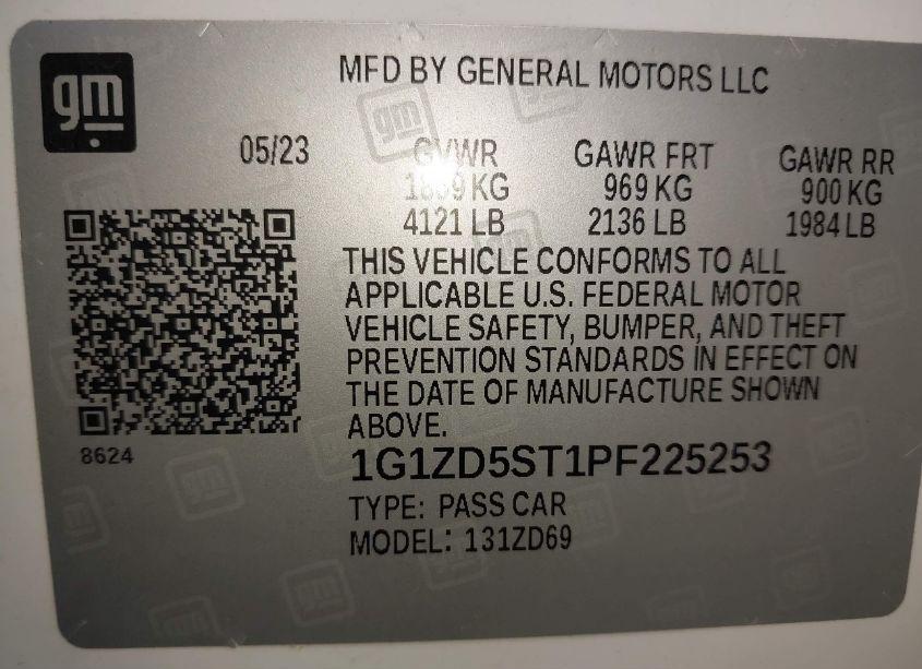 Photo 9 of 2023 Chevrolet Malibu FWD 1LT (VIN 1G1ZD5ST1PF225253)