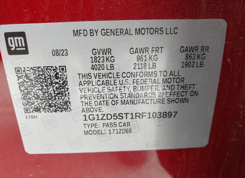 Photo 9 of 2024 Chevrolet Malibu FWD 1LT (VIN 1G1ZD5ST1RF103897)