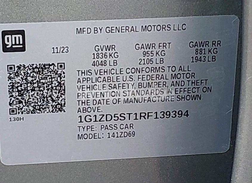 Photo 9 of 2024 Chevrolet Malibu FWD 1LT (VIN 1G1ZD5ST1RF139394)