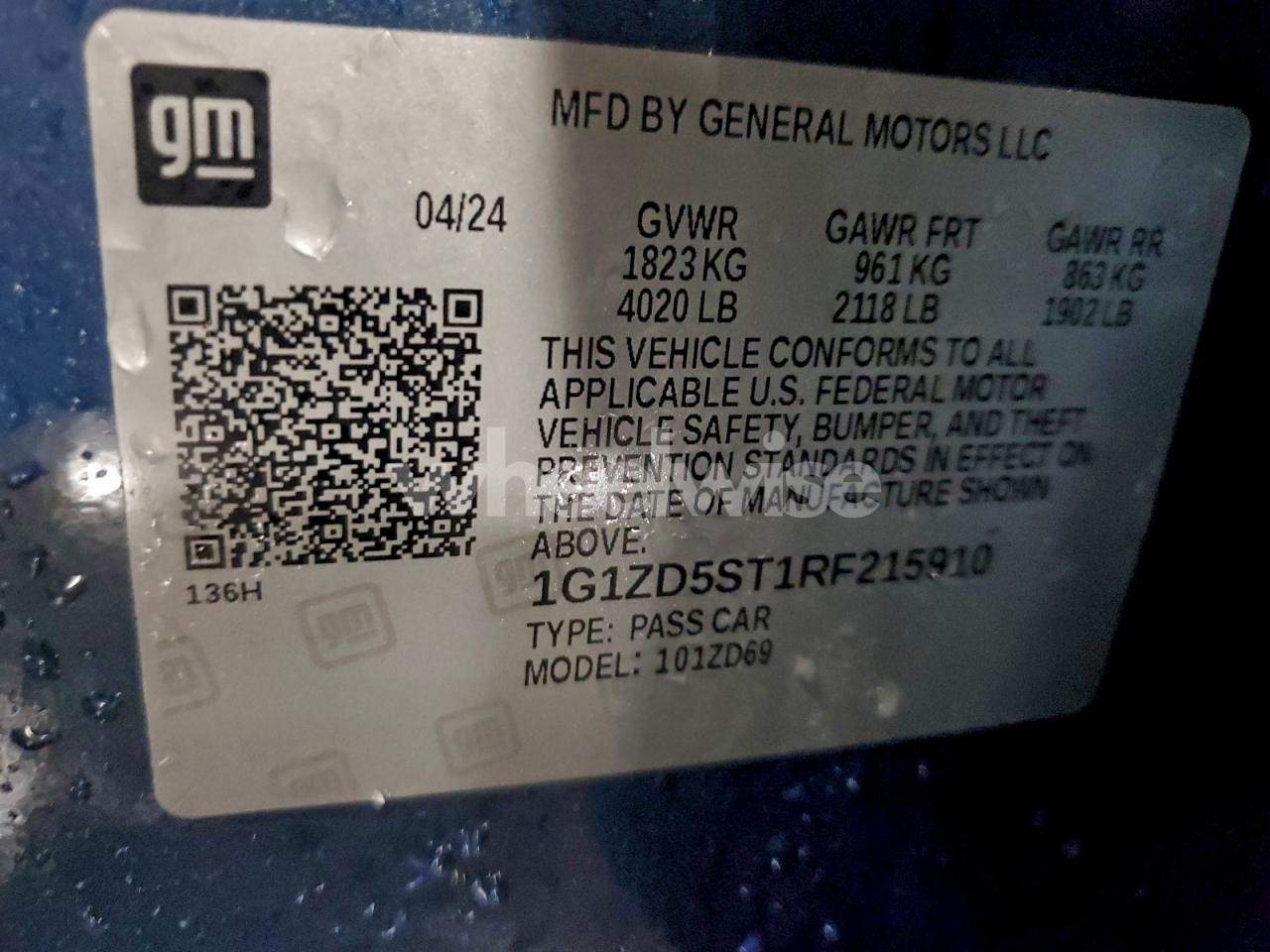 Photo 12 of 2024 CHEVROLET MALIBU LT (VIN 1G1ZD5ST1RF215910)