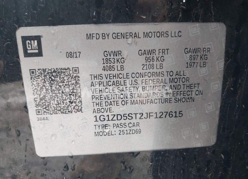 Photo 9 of 2018 Chevrolet Malibu LT (VIN 1G1ZD5ST2JF127615)