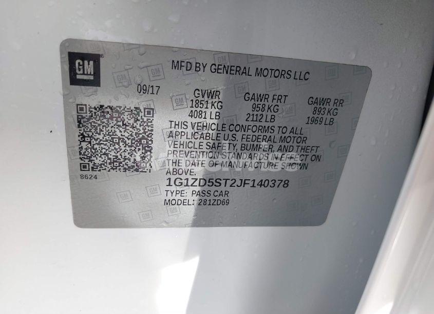 Photo 9 of 2018 Chevrolet Malibu LT (VIN 1G1ZD5ST2JF140378)