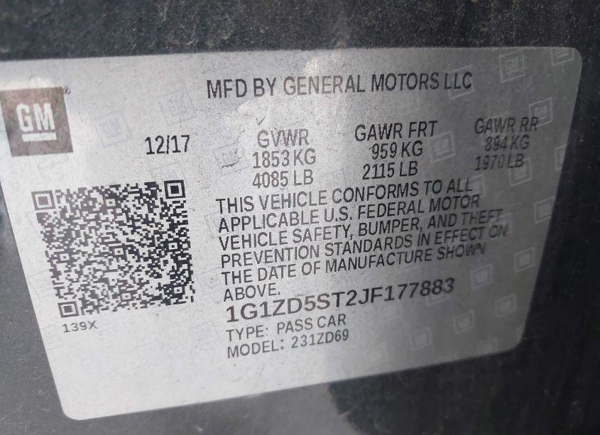 Photo 9 of 2018 Chevrolet Malibu LT (VIN 1G1ZD5ST2JF177883)