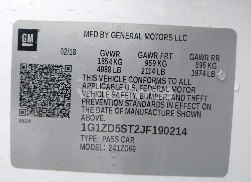 Photo 9 of 2018 Chevrolet Malibu LT (VIN 1G1ZD5ST2JF190214)