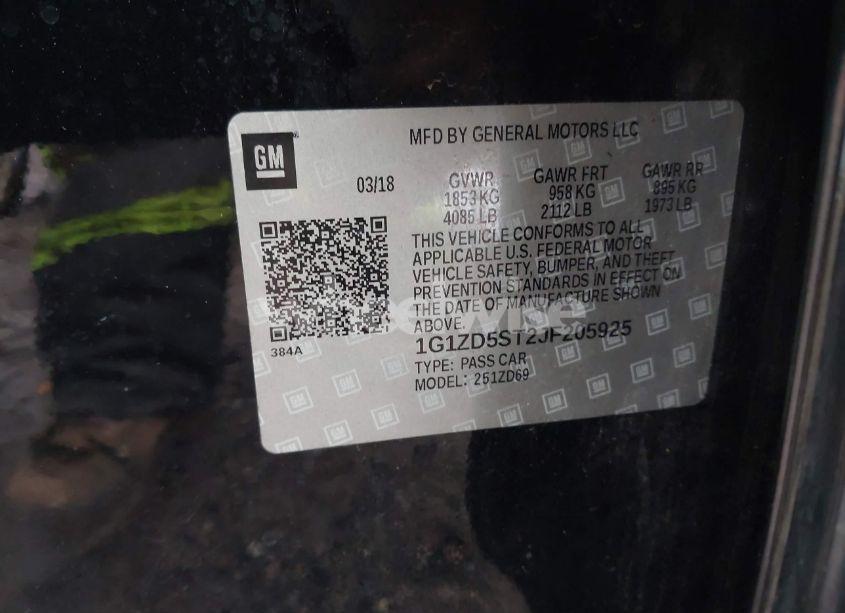 Photo 9 of 2018 Chevrolet Malibu LT (VIN 1G1ZD5ST2JF205925)