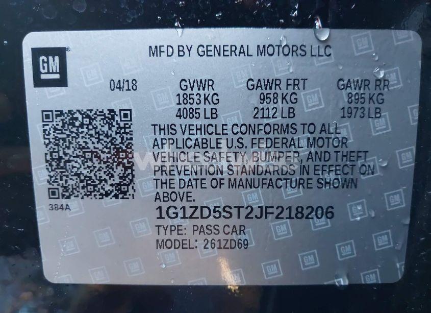 Photo 9 of 2018 Chevrolet Malibu LT (VIN 1G1ZD5ST2JF218206)