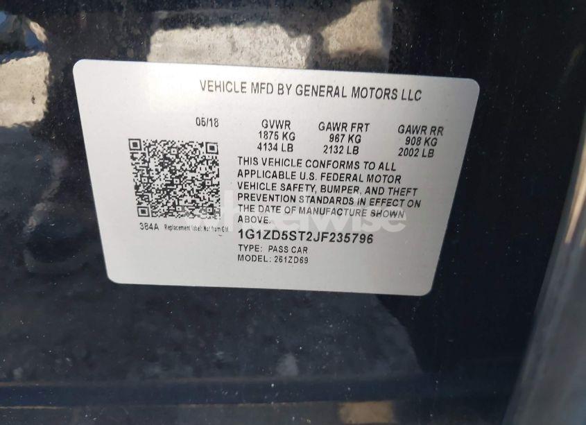 Photo 9 of 2018 Chevrolet Malibu LT (VIN 1G1ZD5ST2JF235796)