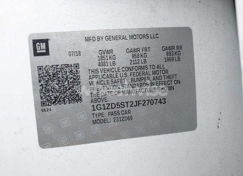 Photo 9 of 2018 Chevrolet Malibu LT (VIN 1G1ZD5ST2JF270743)