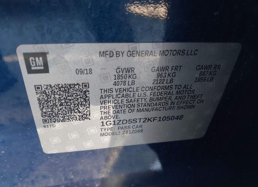 Photo 9 of 2019 Chevrolet Malibu LT (VIN 1G1ZD5ST2KF105048)