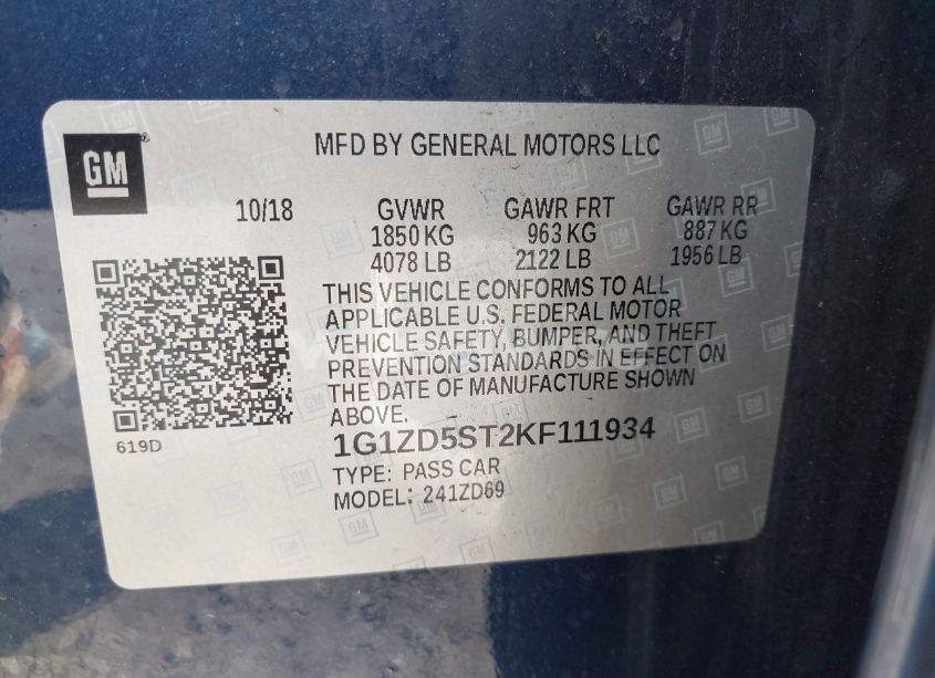 Photo 9 of 2019 Chevrolet Malibu LT (VIN 1G1ZD5ST2KF111934)