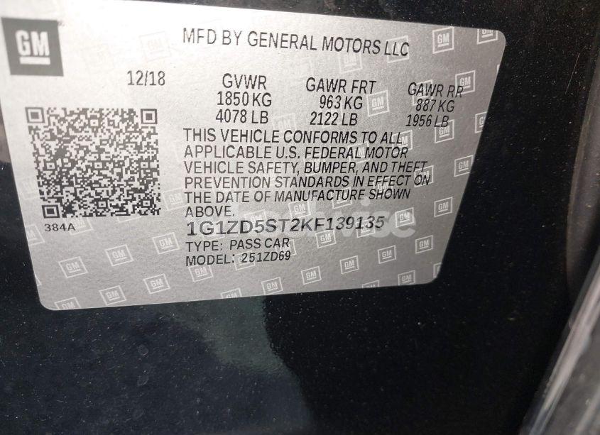 Photo 9 of 2019 Chevrolet Malibu LT (VIN 1G1ZD5ST2KF139135)