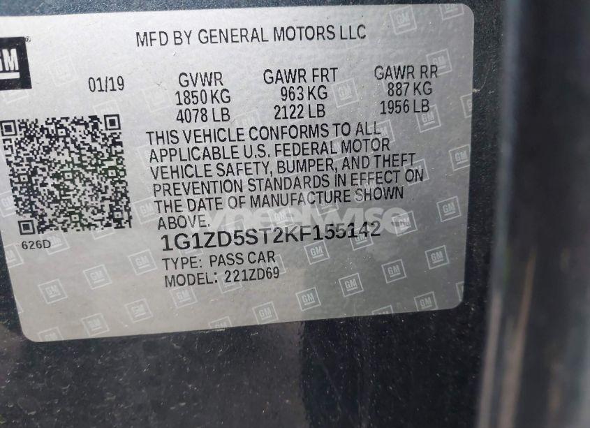 Photo 9 of 2019 Chevrolet Malibu LT (VIN 1G1ZD5ST2KF155142)