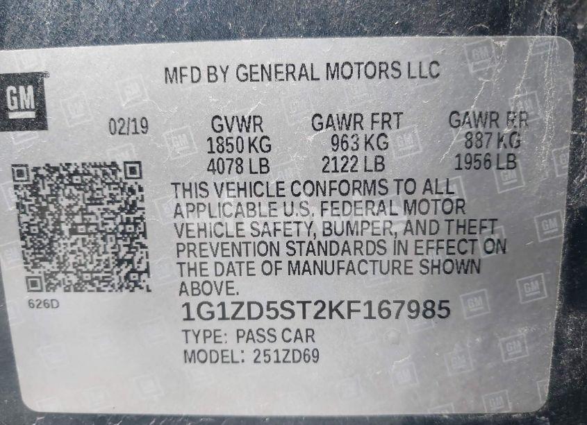 Photo 9 of 2019 Chevrolet Malibu LT (VIN 1G1ZD5ST2KF167985)