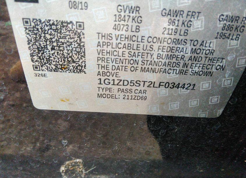 Photo 9 of 2020 Chevrolet Malibu FWD LT (VIN 1G1ZD5ST2LF034421)