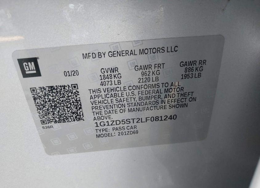 Photo 9 of 2020 Chevrolet Malibu FWD LT (VIN 1G1ZD5ST2LF081240)