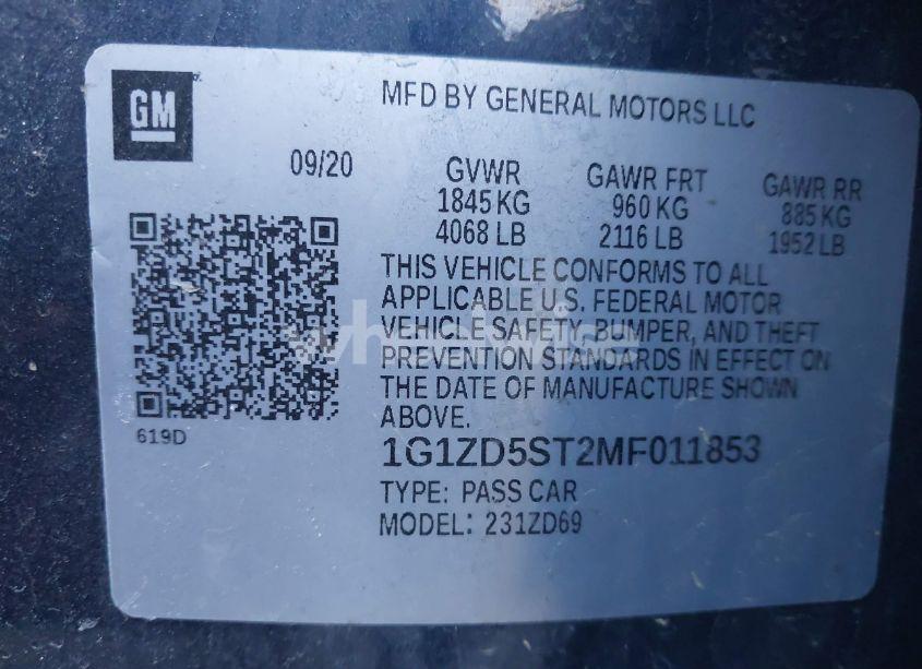 Photo 9 of 2021 Chevrolet Malibu FWD LT (VIN 1G1ZD5ST2MF011853)