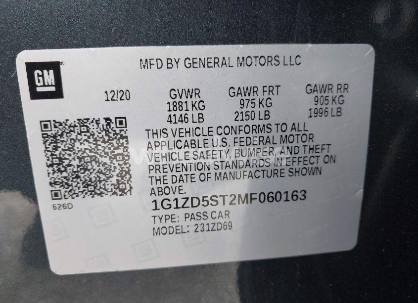 Photo 9 of 2021 Chevrolet Malibu FWD LT (VIN 1G1ZD5ST2MF060163)