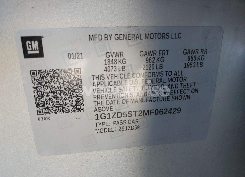 Photo 9 of 2021 Chevrolet Malibu FWD LT (VIN 1G1ZD5ST2MF062429)