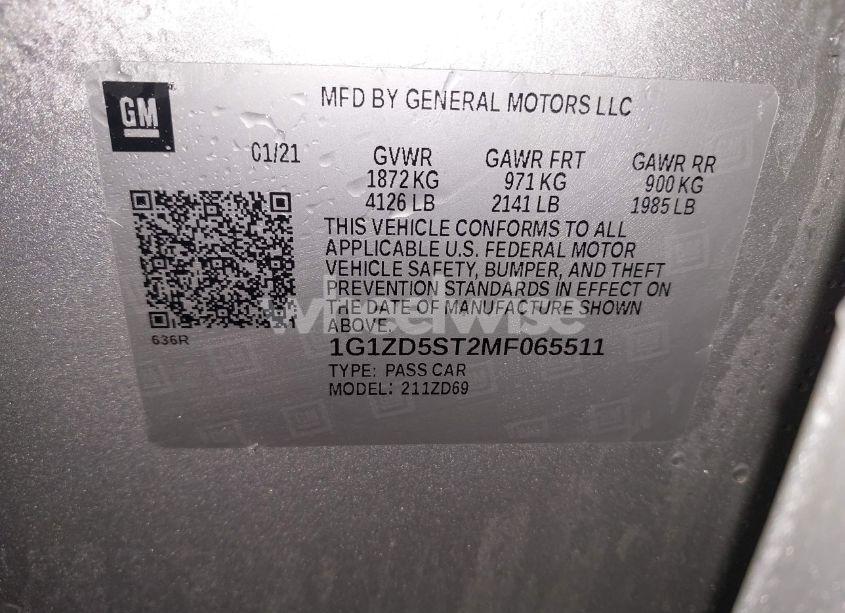 Photo 9 of 2021 Chevrolet Malibu FWD LT (VIN 1G1ZD5ST2MF065511)