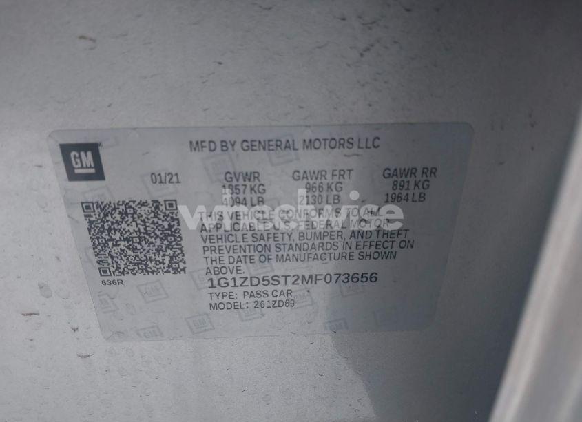 Photo 9 of 2021 Chevrolet Malibu FWD LT (VIN 1G1ZD5ST2MF073656)