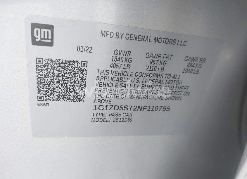 Photo 9 of 2022 Chevrolet Malibu FWD LT (VIN 1G1ZD5ST2NF110755)