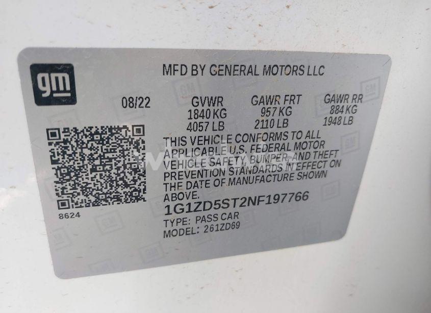 Photo 9 of 2022 Chevrolet Malibu FWD LT (VIN 1G1ZD5ST2NF197766)