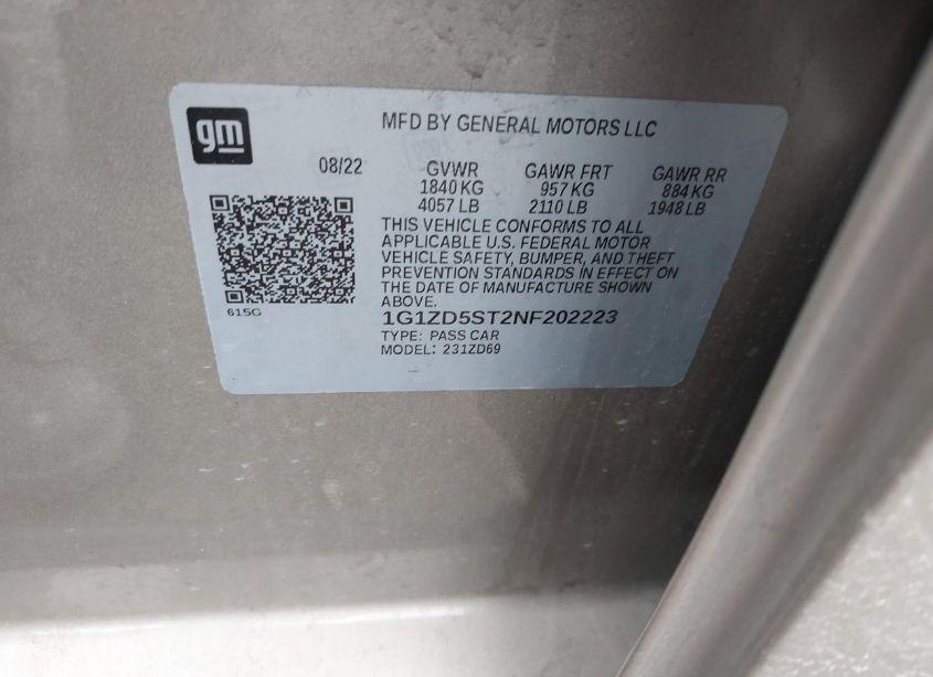 Photo 9 of 2022 Chevrolet Malibu FWD LT (VIN 1G1ZD5ST2NF202223)